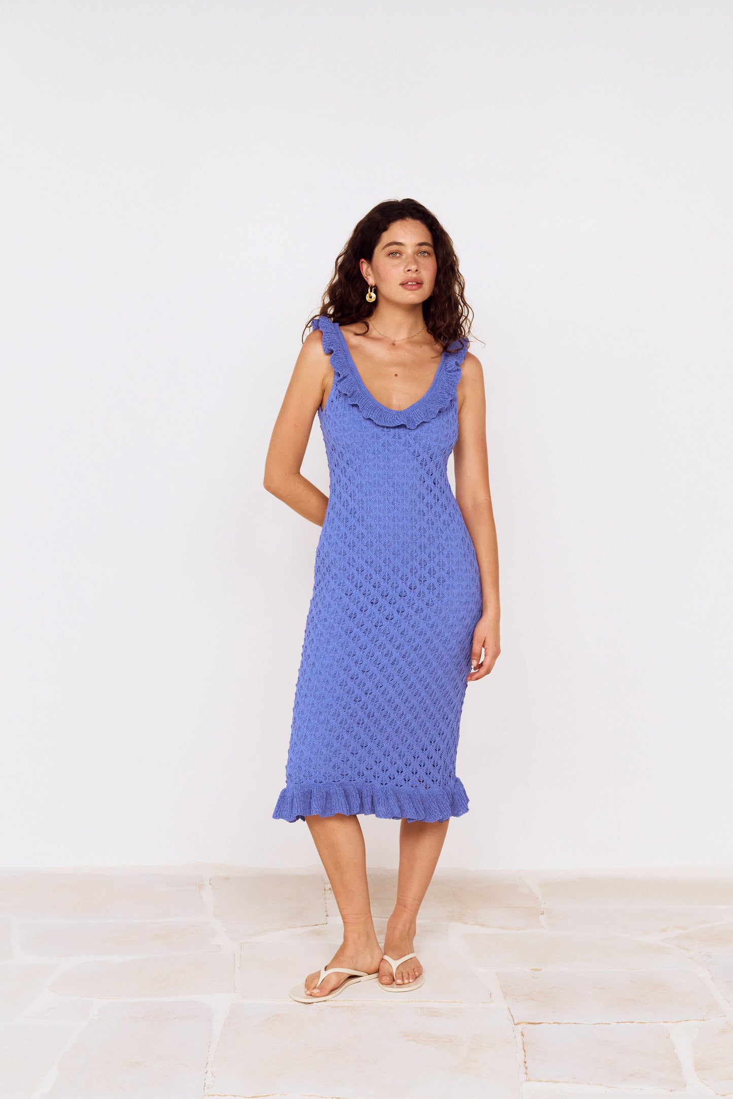 MINKPINK Arlo Pointelle Knit Midi Dress