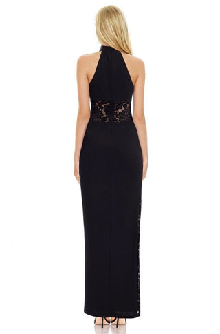 Jewel Badgley Mischka Clara Lace Trim Halter