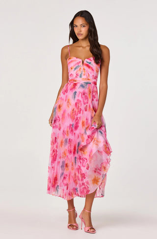 ASTR Bayley Floral Pleated Maxi Dress