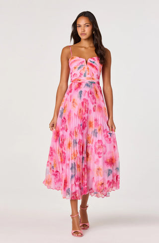 ASTR Bayley Floral Pleated Maxi Dress