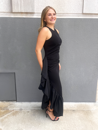 Jewel Badgley Mischka Halter Ruffle Dress