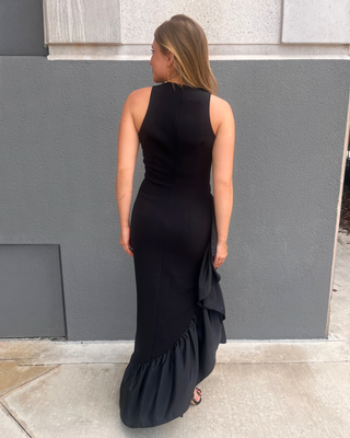 Jewel Badgley Mischka Halter Ruffle Dress