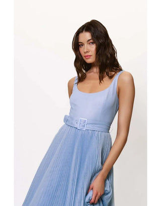 Hutch Effy Belted Pleated Tulle Maxi Dress
