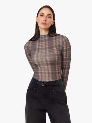 Habitual Plaid Turtleneck Top