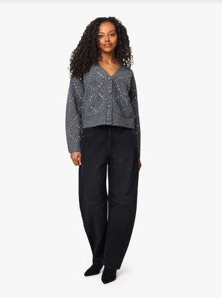 Habitual Rhinestone Argyle Cardigan