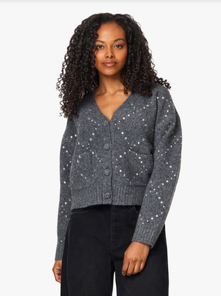Habitual Rhinestone Argyle Cardigan