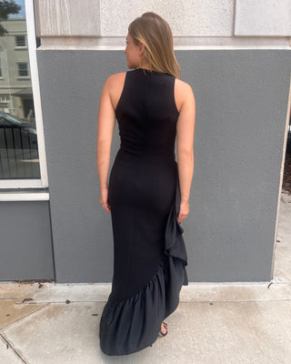 Jewel Badgley Mischka Halter Ruffle Dress