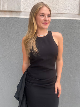 Jewel Badgley Mischka Halter Ruffle Dress
