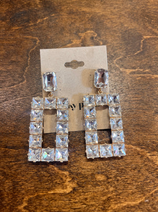 Square Crystal Rectangle Earrings