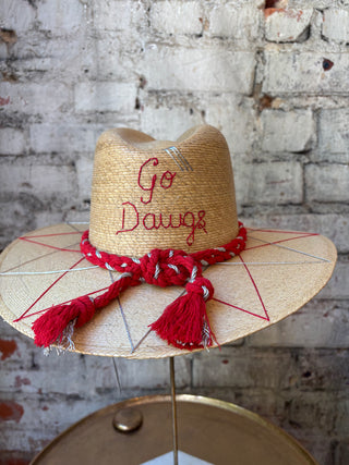 Tipsy Threads Cursive "Go Dawgs" Agave/Large Zig Zag Hat