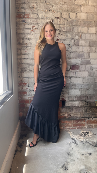 Jewel Badgley Mischka Halter Ruffle Dress