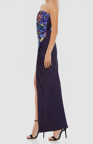 Jewel Badgley Mischka Floral Strapless Dress