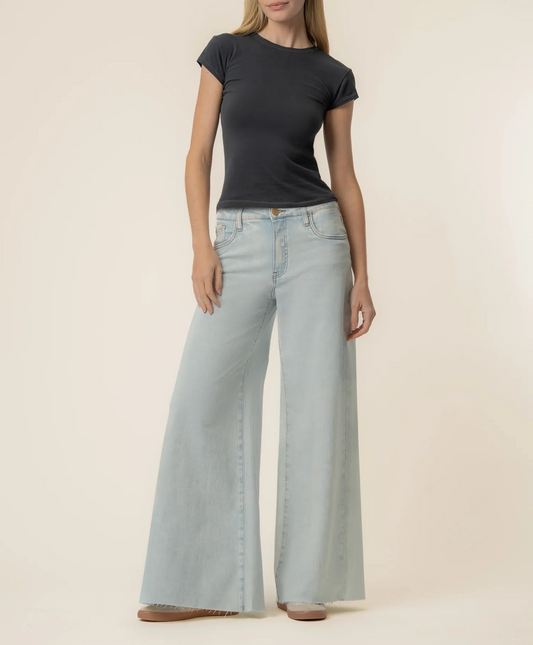 Kut from the Kloth Blake High Rise Fab AB Super Wide Leg Raw Hem