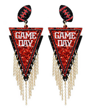 Football Gameday Flag Glitter Earrings