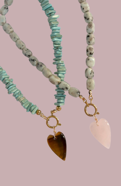 Farrah B Rebel Heart Beaded Necklace