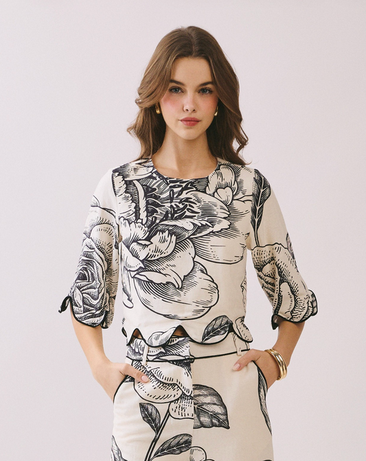 Monochrome Bloom Top