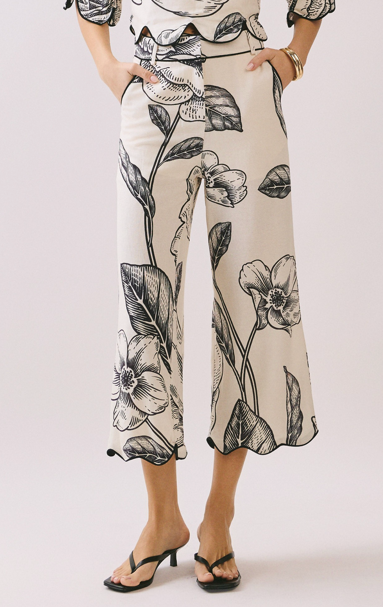 Monochrome Bloom Pants