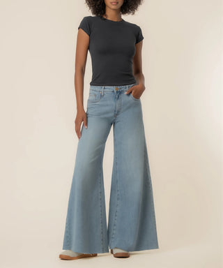 Kut from the Kloth Blake High Rise Fab AB Super Wide Leg Raw Hem