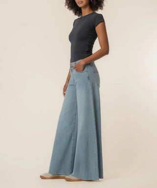 Kut from the Kloth Blake High Rise Fab AB Super Wide Leg Raw Hem