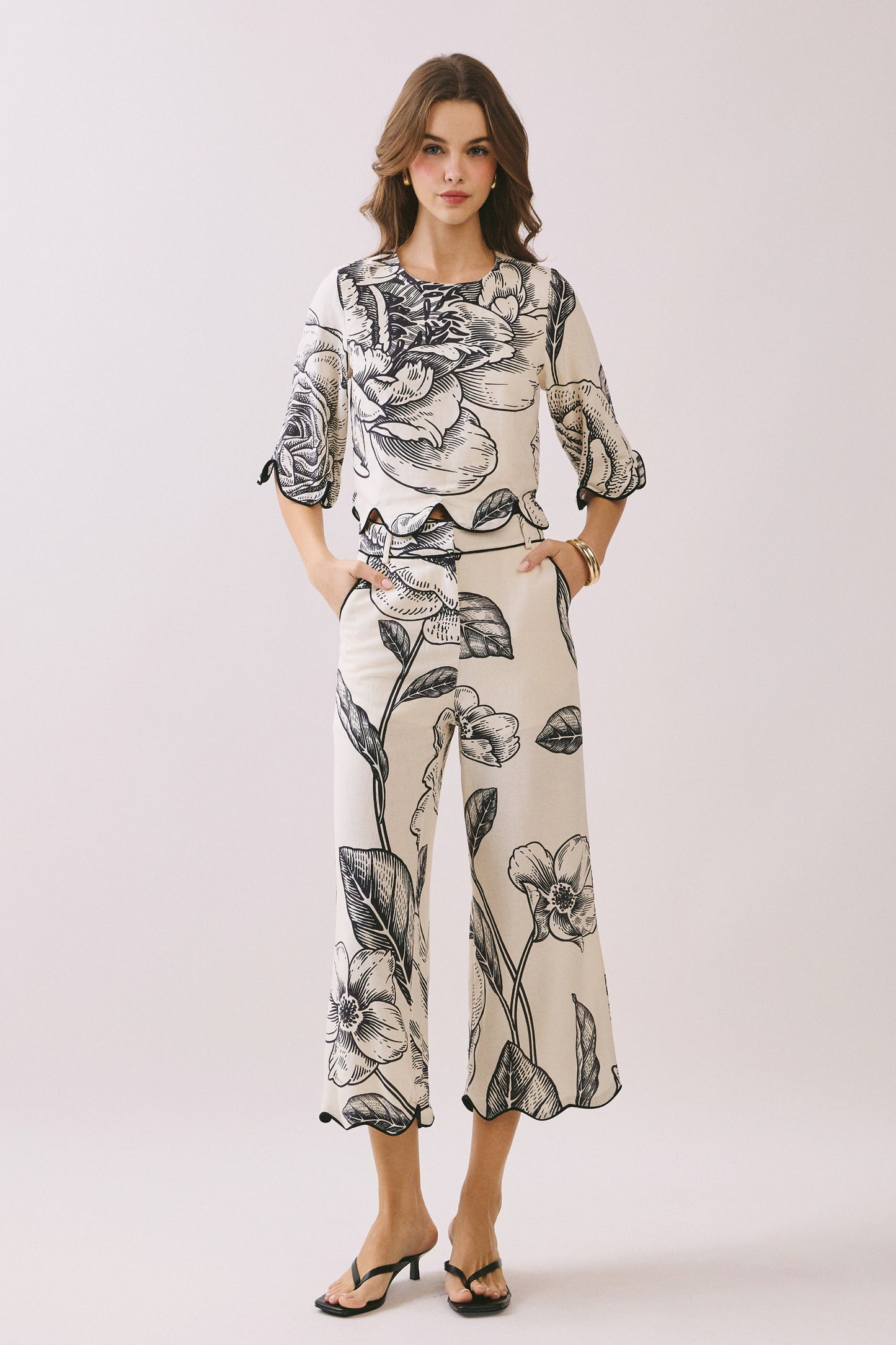 Monochrome Bloom Pants
