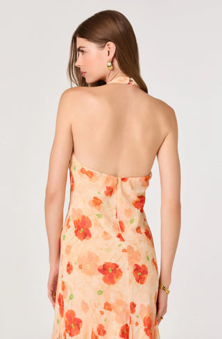 ASTR Yasmeen Floral Halter Godet Maxi Dress