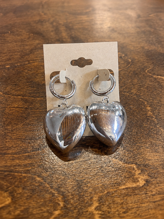 Statement Heart Dangle Hoops