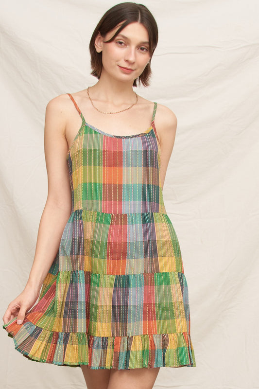 Color Study Plaid Mini Dress