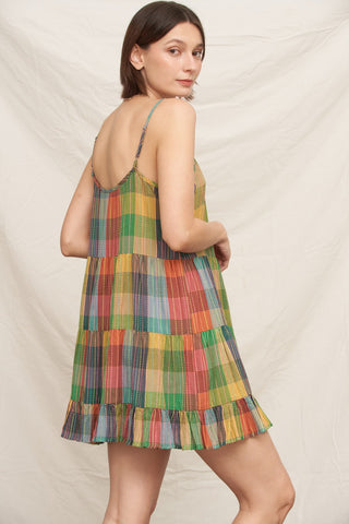Color Study Plaid Mini Dress