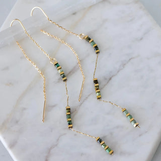 Square Gemstone Threader Earrings