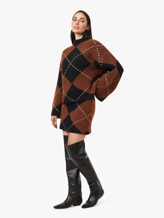 Habitual Argyle Mock Neck Sweater