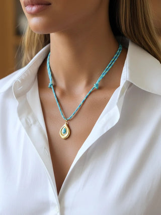 Farrah B Nomad Natural Stone Cord Necklace