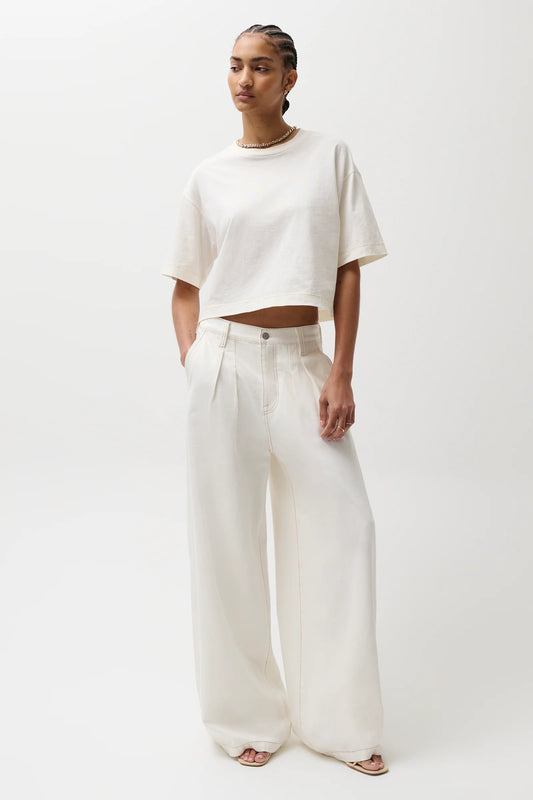 Pistola Delphine Pleated Denim Wide Leg