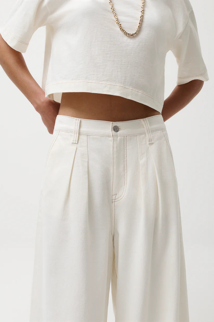 Pistola Delphine Pleated Denim Wide Leg