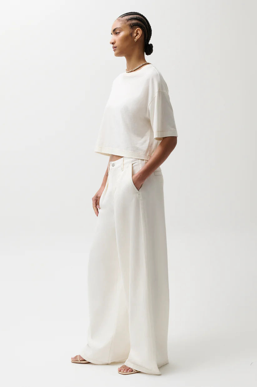 Pistola Delphine Pleated Denim Wide Leg