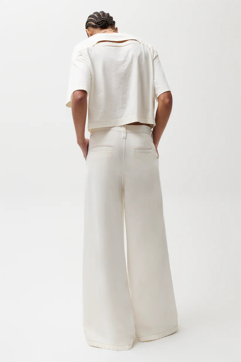 Pistola Delphine Pleated Denim Wide Leg